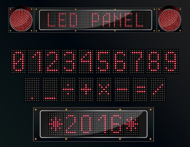 ベクトル 黒の背景にledデジタルパネル図