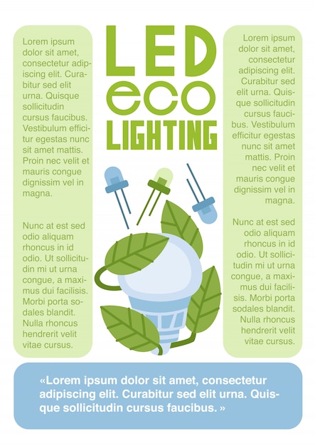 Led eco lighting flat vector infographics template