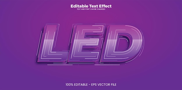 현대적인 트렌드 스타일의 Led 편집 가능한 텍스트 효과