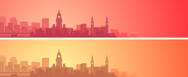 Vector leeds beautiful skyline scenery banner