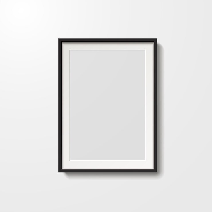 Vector leeg afbeeldingsframe geïsoleerd op de witte muur in 3d illustratie