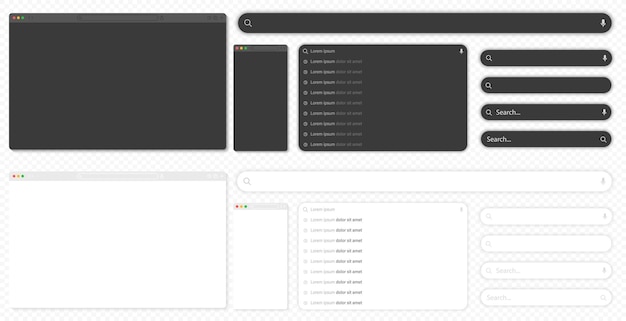Vector leeg browservenster leeg webpagina-model browservenster-model zoekbalken zoekbalk werkbalk