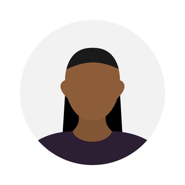 Vector leeg gezicht icoon avatar met lang zwart haar vector illustratie