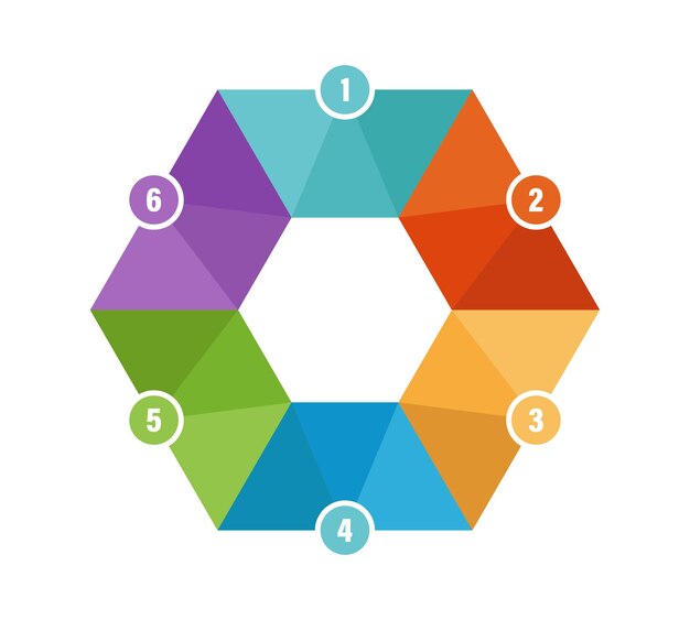 Leeg infographic sjabloon met 6 delen voor uw gegevens en iconen