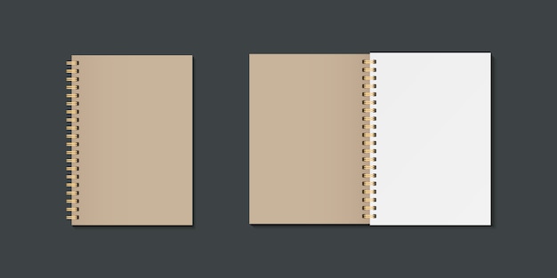 Leeg open en gesloten realistisch notitieboekje
