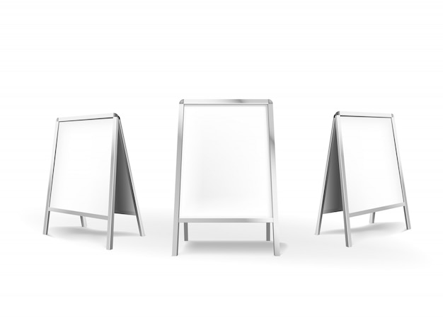 Leeg openlucht binnenstoepuithangbord. Stander reclamestandaard banner schild display. Illustratie geïsoleerd op een witte achtergrond.