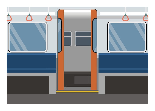 Vector leeg pendeltrein met open deur eenvoudige platte illustratie