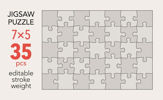 Leeg puzzelrooster sjabloon 7x5 vormen 35 stukken Afzonderlijke overeenkomstige puzzelelementen