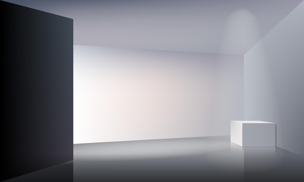 Leeg ruimte kamerhoek met zonlicht vector realistische illustratie van huis interieur perspectief
