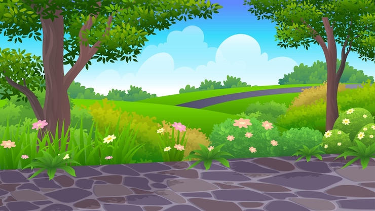 Vector leeg terras stadstuin, openbare plek om te wandelen en te recreëren met groen gras en bomen