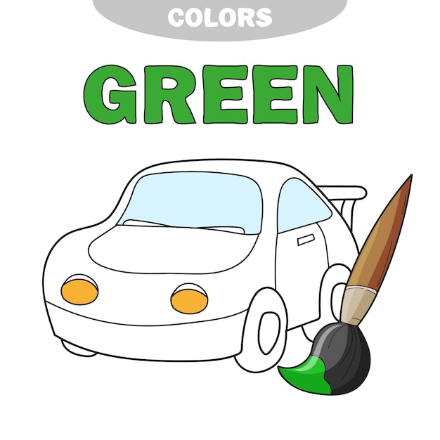 Vector leer kleuren - groen. kleurplaat van schattige auto voor kinderen. vervoer voor voorschoolse kinderen activiteit educatief werkblad. vector