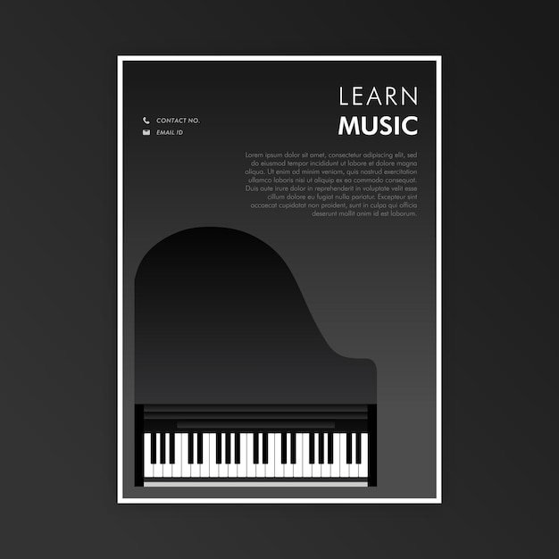 Leer muziekposter met pianovector