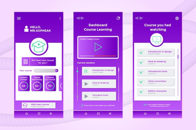 Leer online cursus app sjabloon