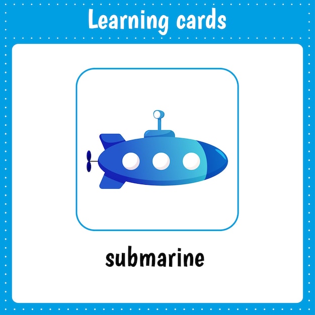 Leerkaarten voor kinderen Submarine
