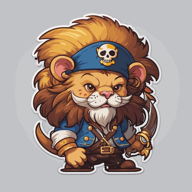 Leeuw als piraten cartoon vector