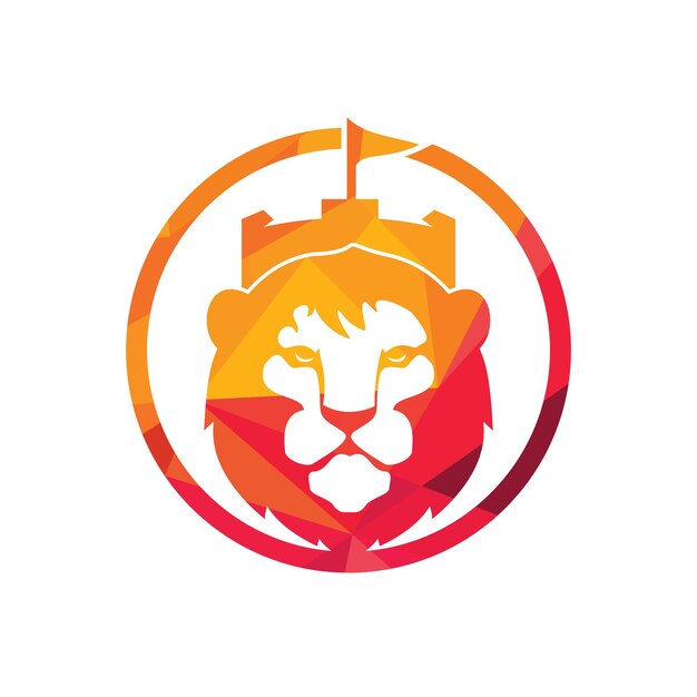 Leeuw fort vector logo ontwerpsjabloon