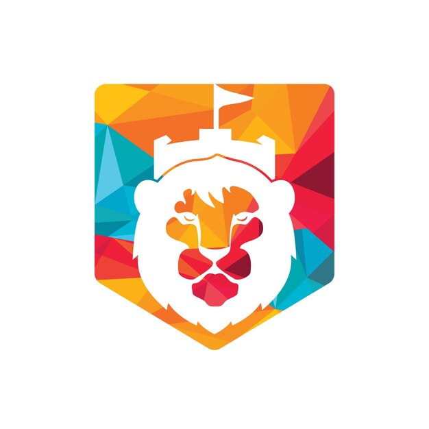 Leeuw fort vector logo ontwerpsjabloon