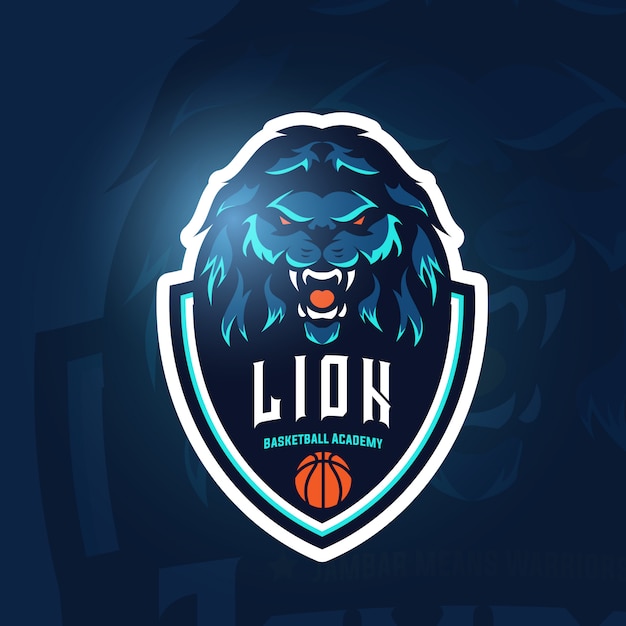 Vector leeuw hoofd basketbal vector logo sjabloon