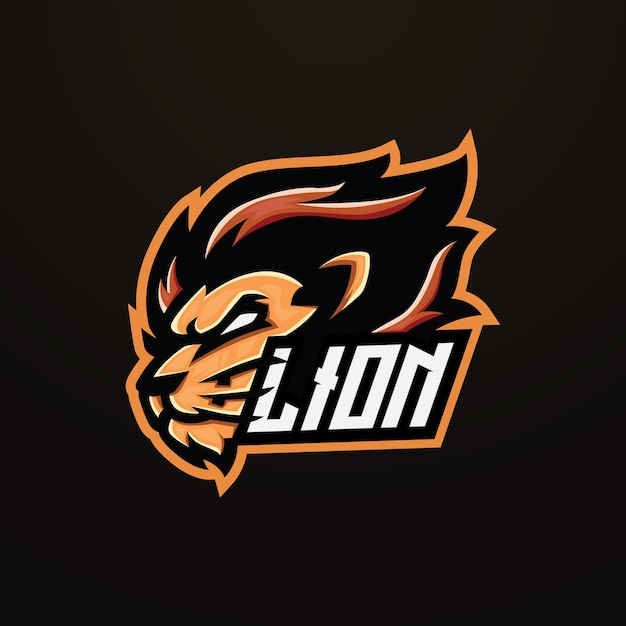 Vector leeuw mascotte esport logo ontwerp