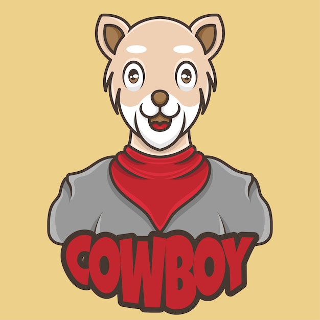 Leeuw mascotte logo karakter cowboy kostuum