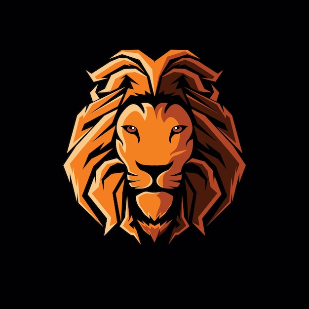 Leeuw mascotte logo ontwerp geïsoleerd op zwart
