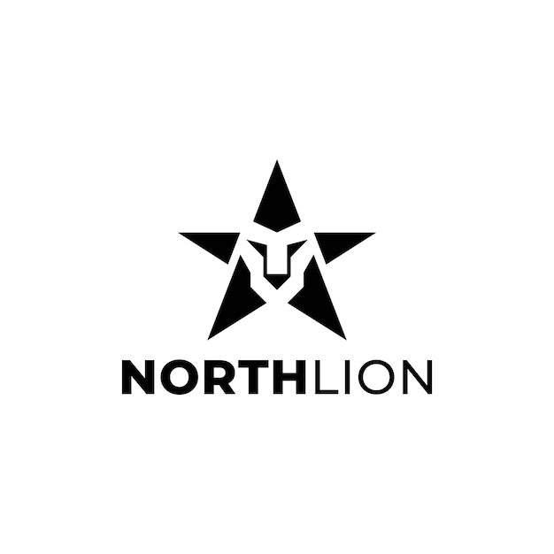 Vector leeuw north star logo vector pictogram illustratie. moderne stijl