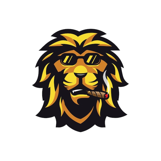 Vector leeuw roken mascotte logo ontwerp illustratie vector