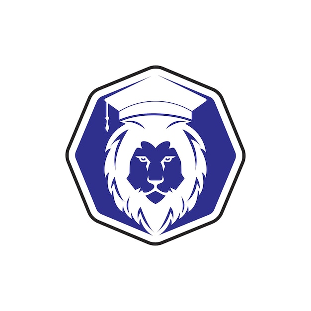 Leeuw Student vector logo ontwerp