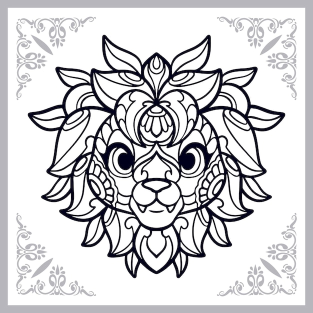 Leeuw zentangle kunsten geïsoleerd op witte achtergrond