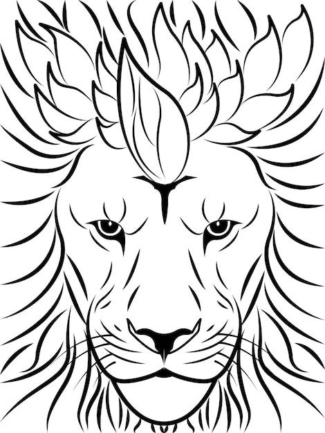 Leeuw zwart-wit silhouet Portret van een leeuw Schets Lineaire illustratie Ontwerp voor tattoo sticker logo Vector illustratie