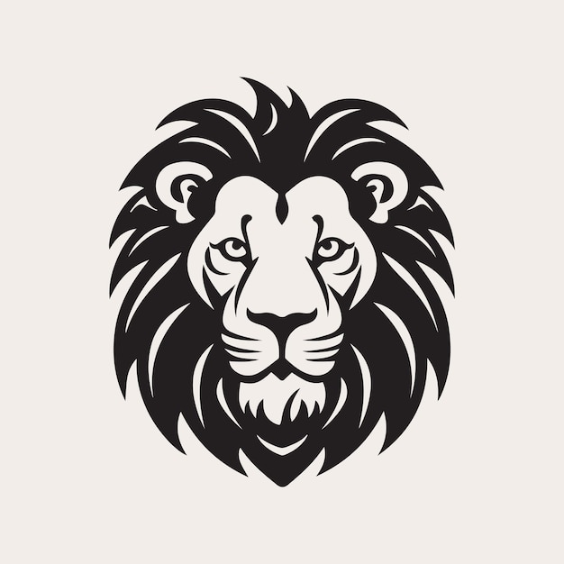 Leeuwenhoofd één kleur vector logo embleem of pictogram Tattoo kunststijl