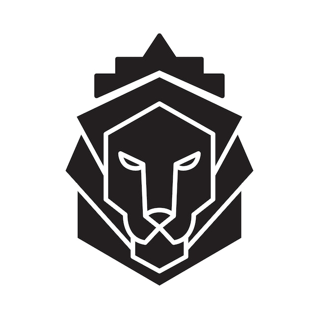 Leeuwenhoofd met een kroon schild logo silhouet ontwerp Crest vector icoon