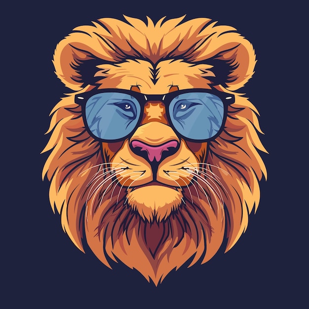 Leeuwenhoofd met zonnebril Vectorillustratie voor t-shirtprint