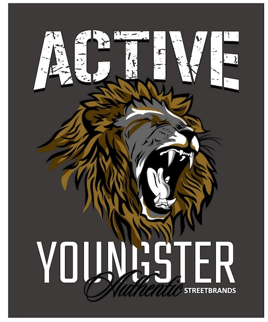 Leeuwenkoning dierenschets en typografieontwerp in vectorillustratiet-shirt en ander gebruik