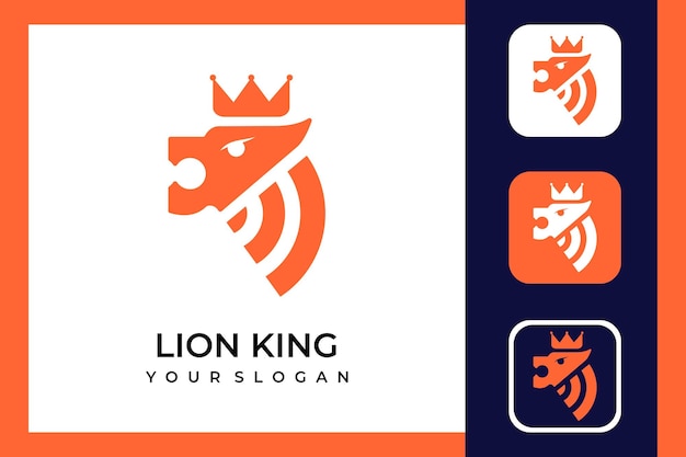 leeuwenkoning logo ontwerp en pictogrammen