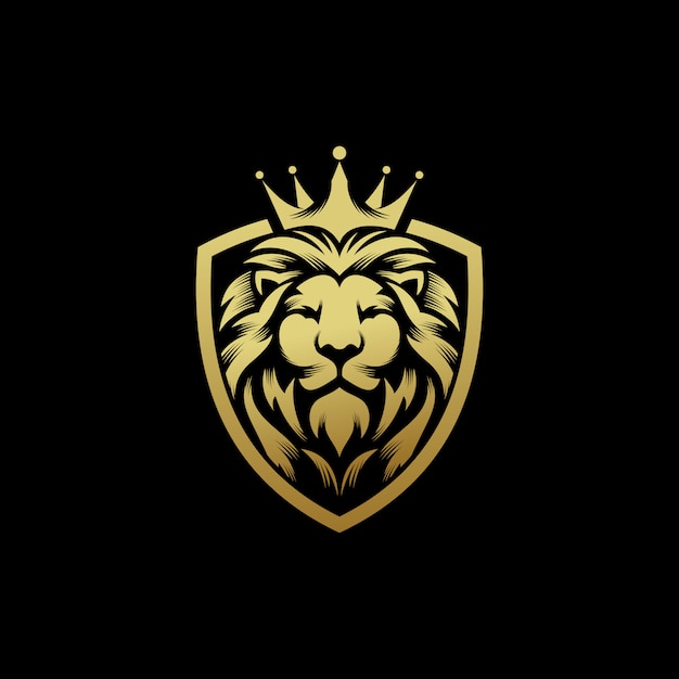 Vector leeuwenkoning logo vector ontwerpsjabloon