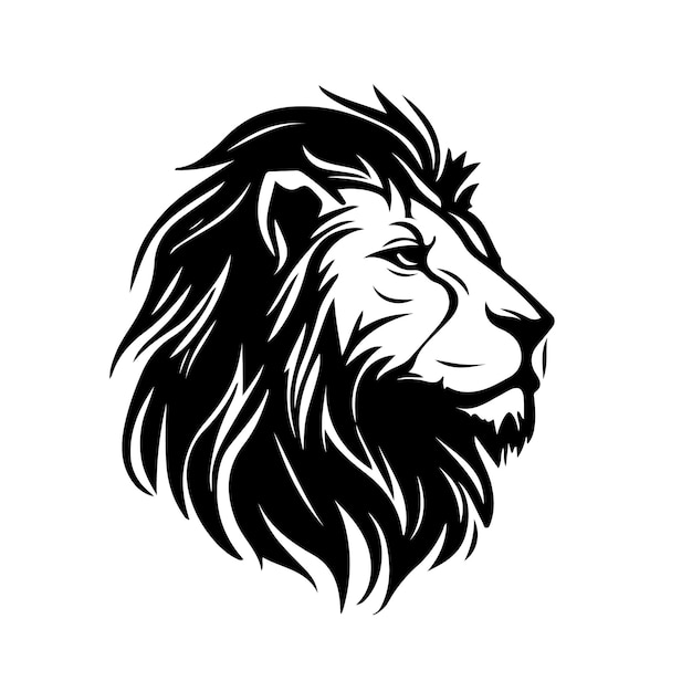 Leeuwenkop gezicht logo silhouet zwart pictogram tattoo mascotte hand getekend leeuwenkoning silhouet dier