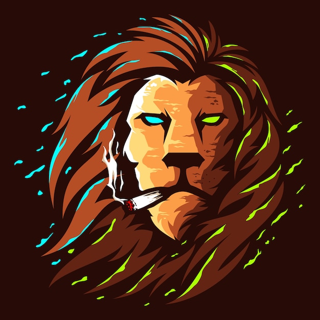Leeuwenkop illustratie kleur logo ontwerp