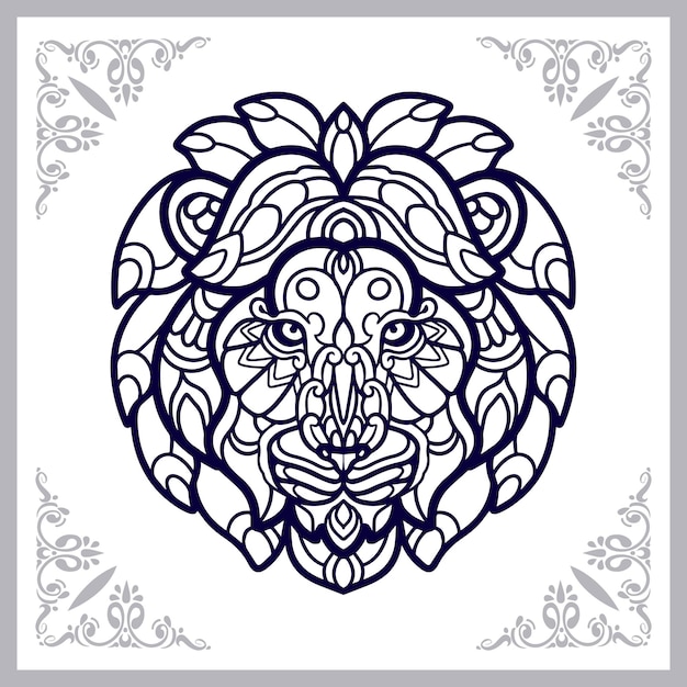 Leeuwenkop mandala kunsten geïsoleerd op een witte achtergrond