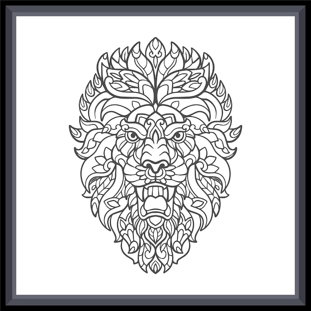 Leeuwenkop mandala kunsten geïsoleerd op een witte achtergrond