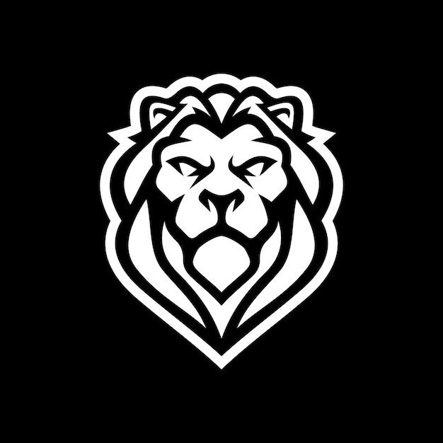 Leeuwenkop mascotte logo ontwerp op donkere achtergrond