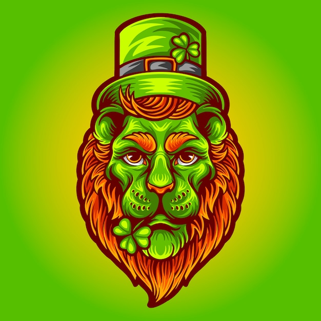 leeuwenkop met st patrick stijl premium illustratie