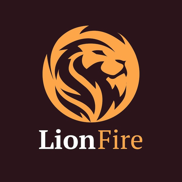 Leeuwenkop vuur plat goud elegant logo