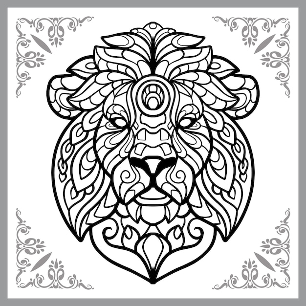 Leeuwenkop zentangle kunsten geïsoleerd op een witte achtergrond