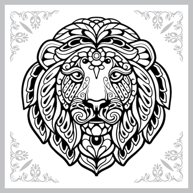 Leeuwenkop zentangle kunsten geïsoleerd op een witte achtergrond