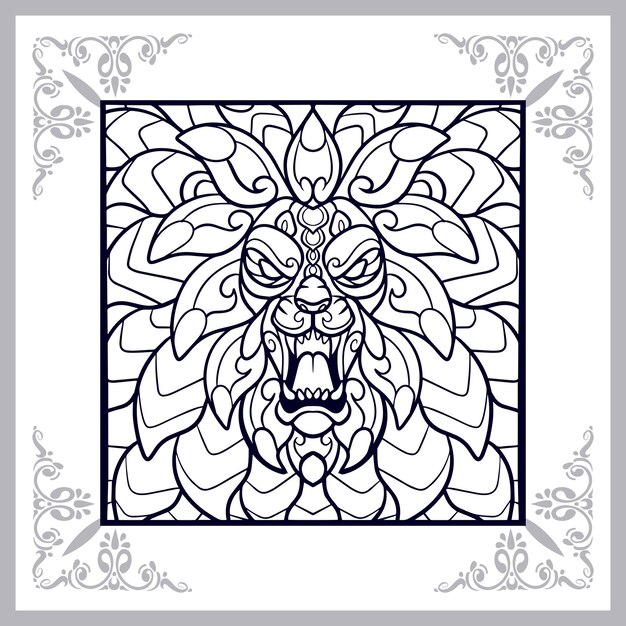 Leeuwenkop zentangle kunsten geïsoleerd op een witte achtergrond