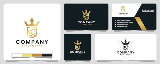 Leeuwenkroon, goud, luxe, schild, inspiratie voor logo-ontwerp