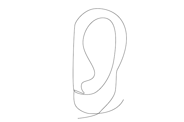 Vector left ear human body one line art illustration