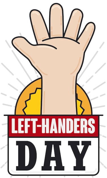 Vector left hand opened in flat style and outlines representing pride for left handers day