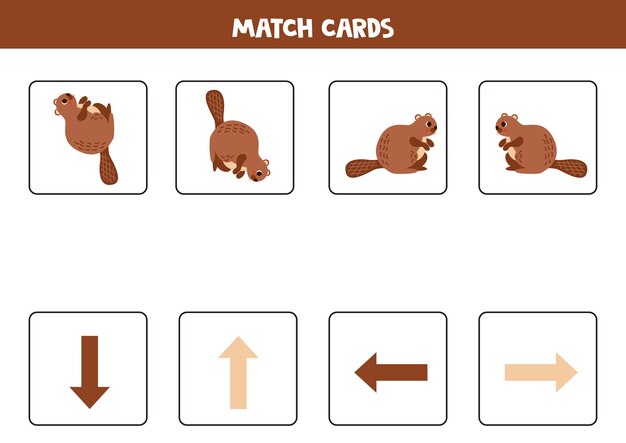 Left right up or down Spatial orientation with cute beaver